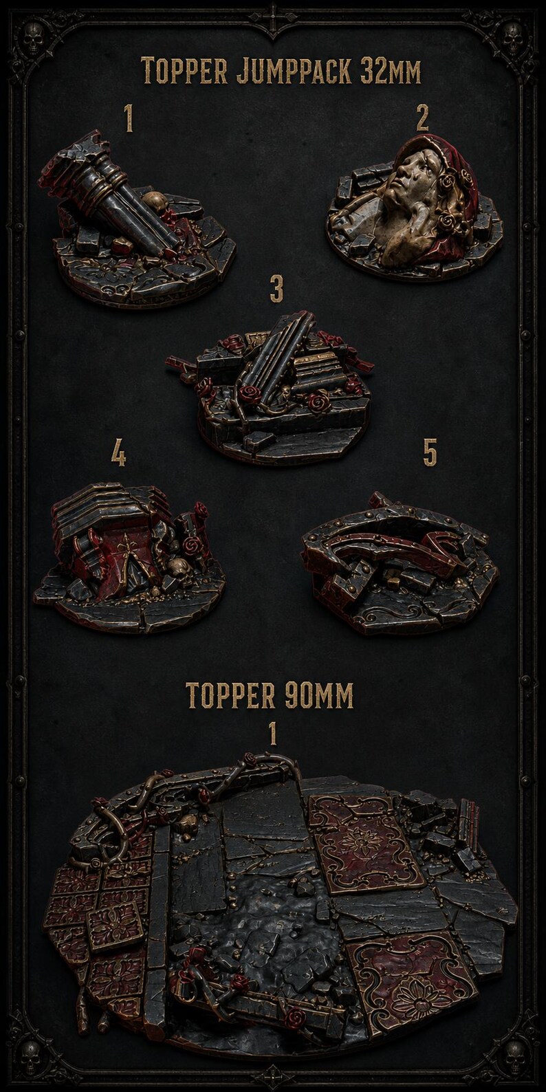 Seigneurs Cramoisis - Réacteurs dorsaux Toppers 32 mm et 90 mm - Résine 16k - GreyTide Studio - Sang / Pièces détachées / Jeux de plateau / Jeux de guerre / Grimdark image 1