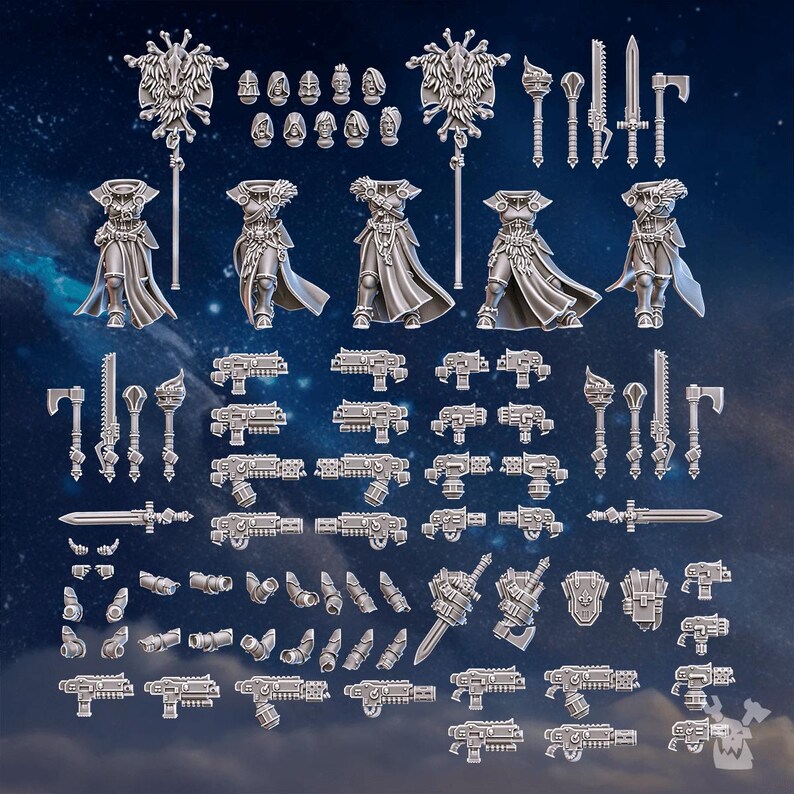 White Fangs Hunters Build Kit | 16k Resin Miniatures | 28mm 32mm Tabletop Wargaming | Unpainted image 2