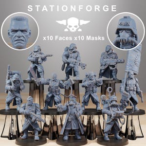 Grimguard Combatants | Station Forge 16k Resin Miniatyrer | 28 mm 32 mm Bordspel Krigsspel | Omålad bild 2