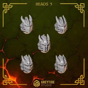 Anvil Wardens - Heads 3 - 16k Resin - GreyTide Studio - Drakes / Space Warriors / Bitz / Tabletop / Wargaming / Grimdark image 2