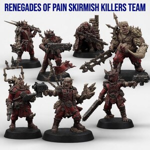 Chaos Renegades Of Pain Killers Team | 16k Resin Miniatures | 28mm Wargaming Unpainted image 1