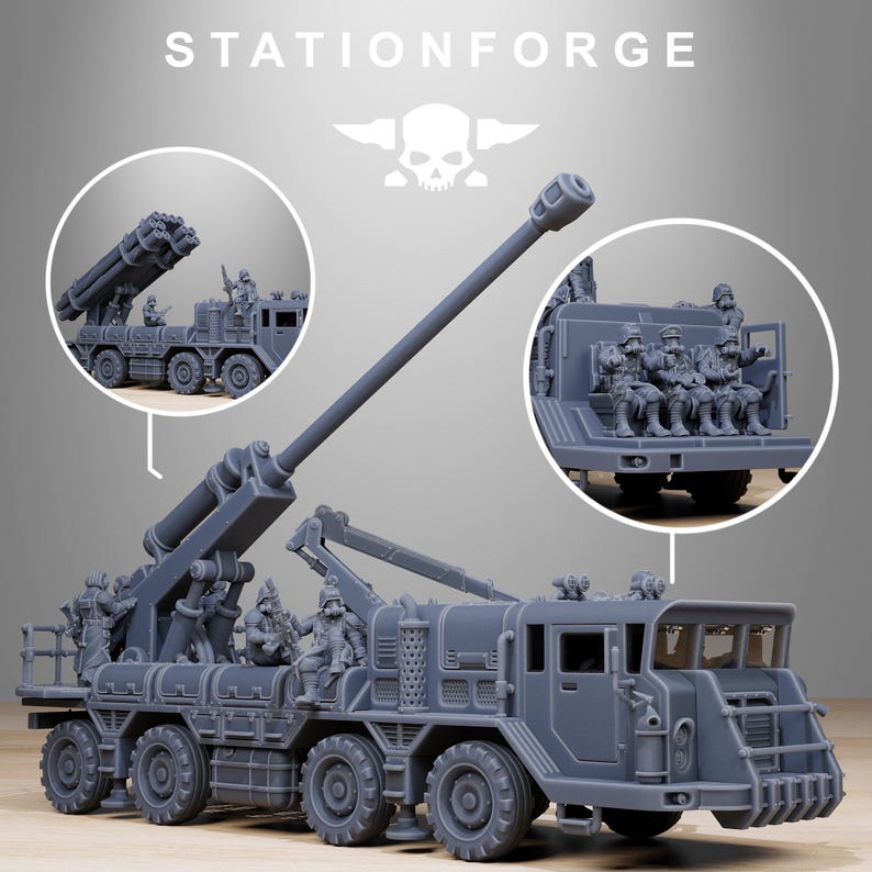 Grimguard Artillery Vehicle | Station Forge 16k Resin Miniatures | 28mm 32mm Tabletop Wargaming | Unpainted A