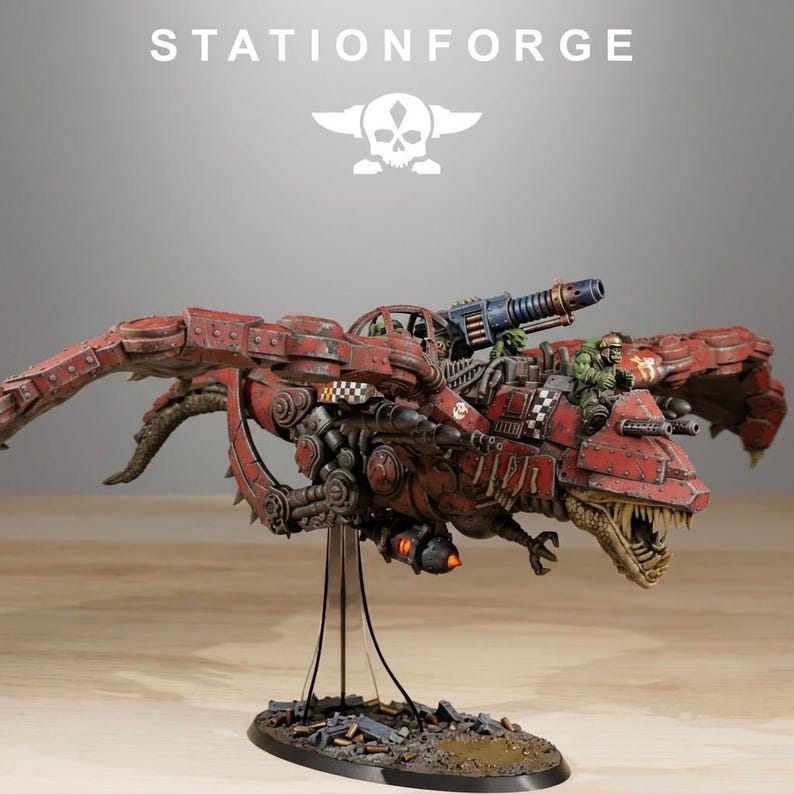 Orkaz Dragon Bomba | Station Forge 16k Resin Miniatures | 28mm 32mm Tabletop Wargaming | Unpainted image 1