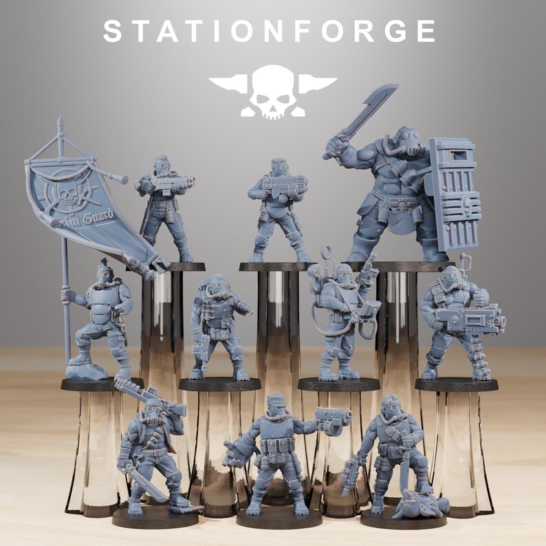 Grimguard Hunters | Station Forge 16k Resin Miniatures | 28mm 32mm Tabletop Wargaming | Unpainted image 2