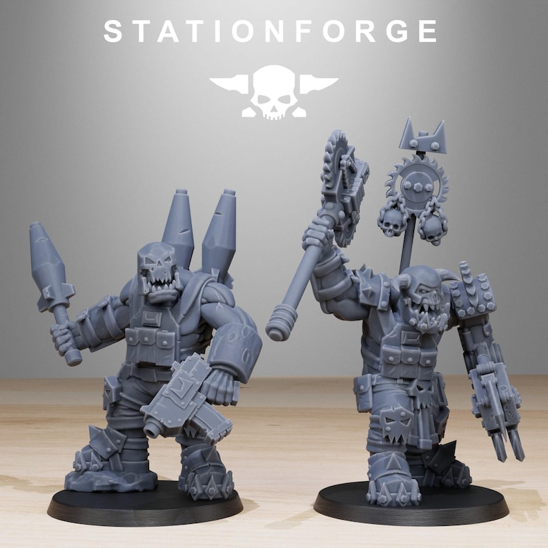 Orks Orkaz Spec Team | Station Forge 16k Resin Miniatures | 28mm 32mm Tabletop Wargaming | Unpainted image 4