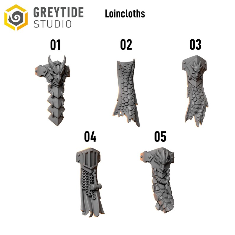 Anvil Wardens - Loincloths - 16k Resin - GreyTide Studio - Drakes / Space Warriors / Bitz / Tabletop / Wargaming / Grimdark image 2