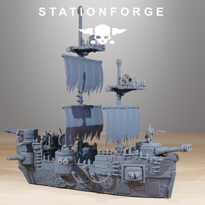 Gobs Pearl Battle Ship | Station Forge 16k Resin Miniatures | 28mm 32mm Tabletop Wargaming | Unpainted image 3