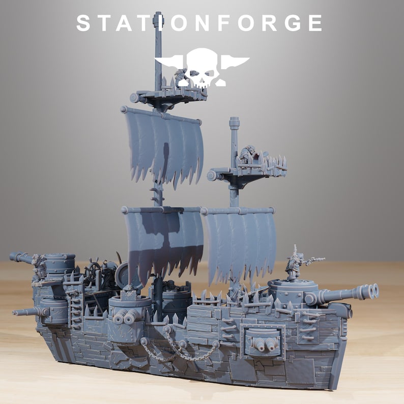 Gobs Pearl Battle Ship | Station Forge 16k Resin Miniatures | 28mm 32mm Tabletop Wargaming | Unpainted image 3