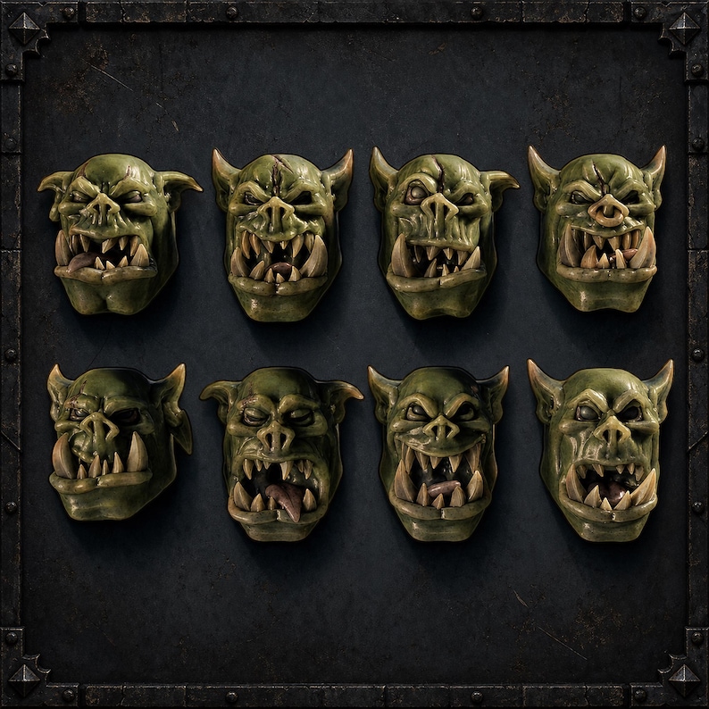 Ork-Köpfe Umbausatz – 16K Resin-Miniaturen für Tabletop-Spiele Bild 1
