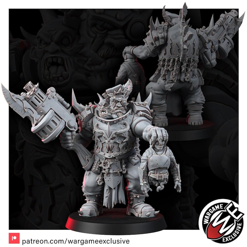 Chaos Renegades Of Pain Ogrun Execution General | 16k Resin Miniatures | 28mm 32mm Tabletop Wargaming | Unpainted image 2