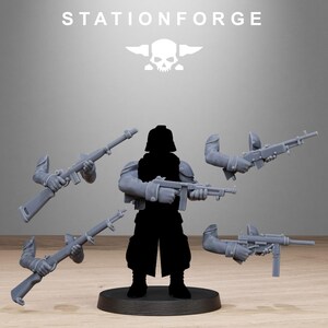 Grimguard American Weapon Pack / Miniature in resina 16k Station Forge / 28 mm 32 mm per wargame da tavolo / Non dipinte immagine 3