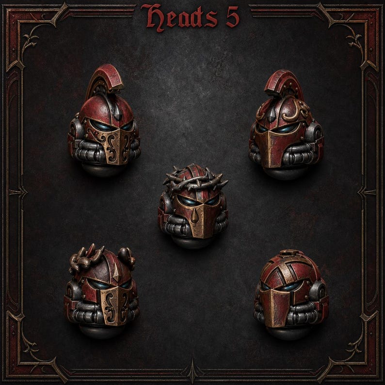 Señores Carmesíes - Cabezas #5 - Resina 16k - GreyTide Studio - Sangre / Guerreros Espaciales / Piezas / Juegos de Mesa / Wargaming / Grimdark imagen 1