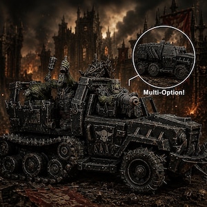 Orks Orkaz Party Wagon | Station Forge 16k Resin Miniatures | 28mm 32mm Tabletop Wargaming | Unpainted image 1