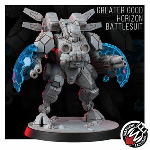 Horizon Battlesuit | 16k Resin Miniatures | 28mm 32mm Tabletop Wargaming | Unpainted image 4
