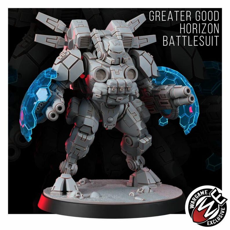 Horizon Battlesuit | 16k Resin Miniatures | 28mm 32mm Tabletop Wargaming | Unpainted image 4