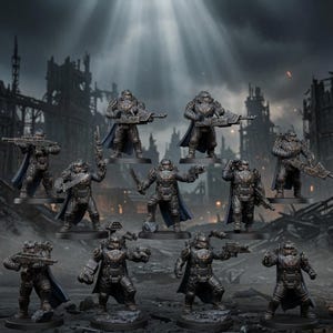 Vaskar Heavy Squad | Station Forge 16k Resin Miniatures | 28mm 32mm Tabletop Wargaming | Unpainted image 1