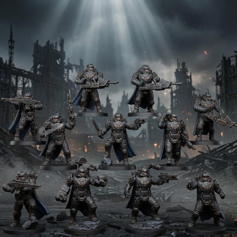 Vaskar Heavy Squad | Station Forge 16k Resin Miniatures | 28mm 32mm Tabletop Wargaming | Unpainted image 1