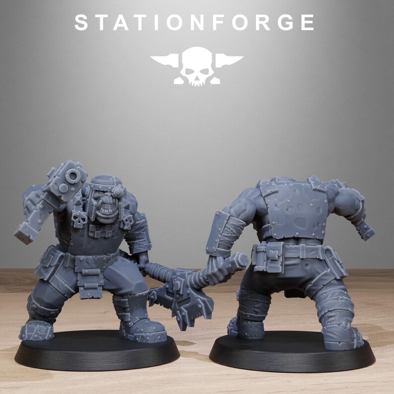 Orks Orkaz Bros Infantry | Station Forge 16k Resin Miniatures | 28mm 32mm Tabletop Wargaming | Unpainted image 7
