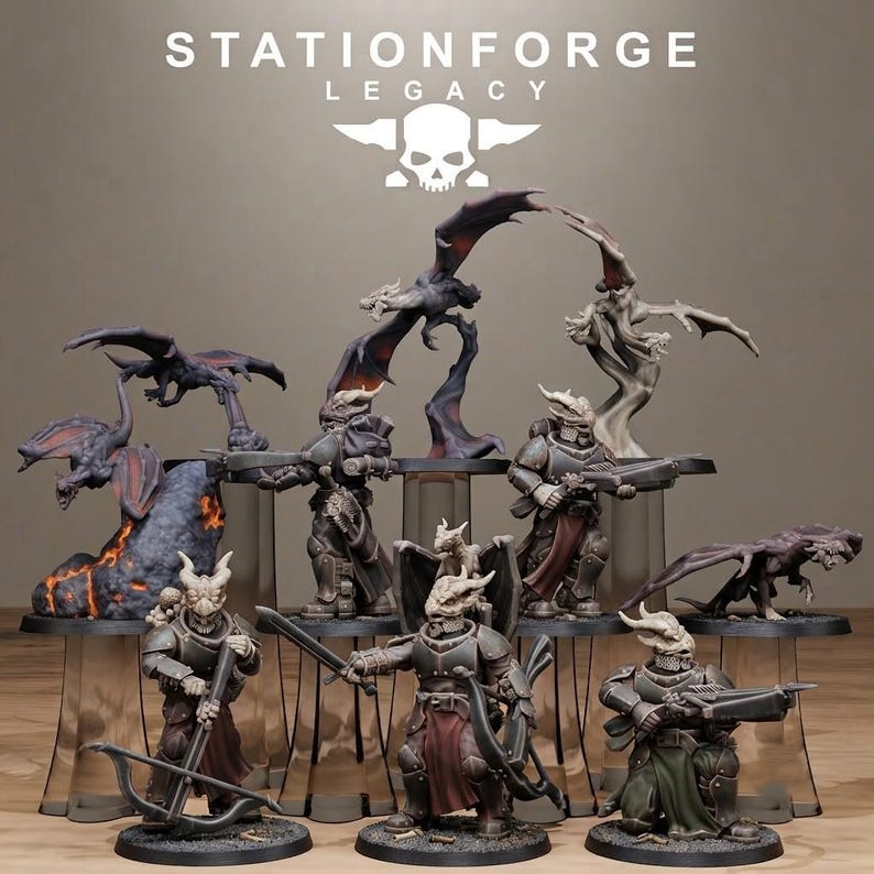 Solaris Dragon Squad | Station Forge 16k Resin Miniatures | 28mm 32mm Tabletop Wargaming | Unpainted image 1