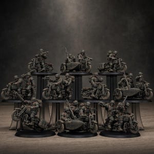 Freeguard Bikers | Station Forge 16k Resin Miniatures | 28mm 32mm Tabletop Wargaming | Unpainted image 1