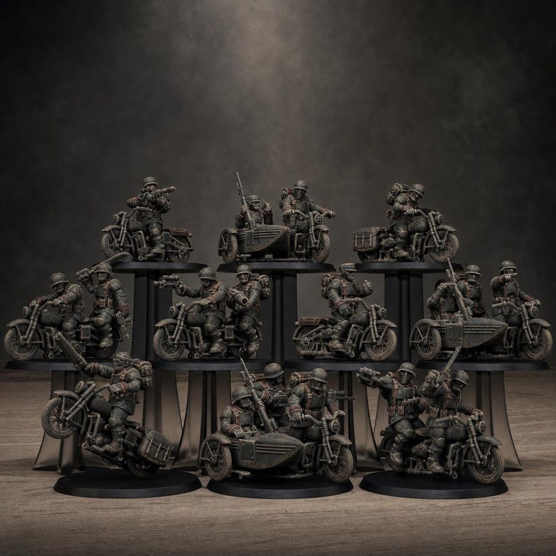 Freeguard Bikers | Station Forge 16k Resin Miniatures | 28mm 32mm Tabletop Wargaming | Unpainted image 1