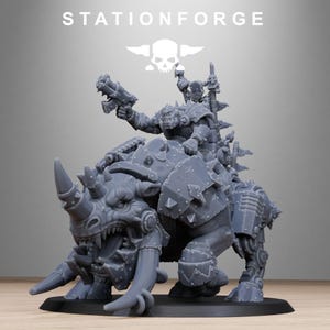 Ork Brast Rider Warlord Miniature | Station Forge 16K Resin | 28mm Tabletop Wargaming image 2