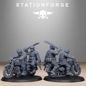 Freeguard Bikers | Station Forge 16k Resin Miniatures | 28mm 32mm Tabletop Wargaming | Unpainted image 6