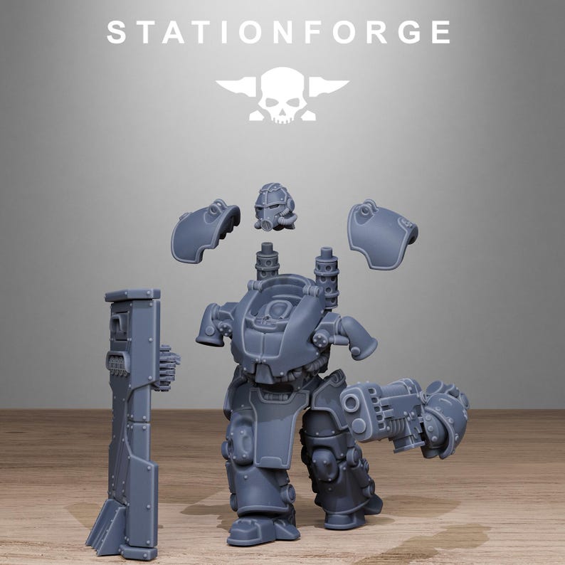 Grimguard Power Armor | Station Forge 16k Resin Miniatures | 28mm 32mm Tabletop Wargaming | Unpainted image 8