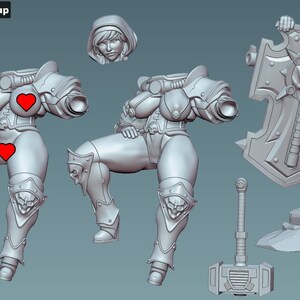Gaz Minis Pinup Guardian Maiden | 16k Resin Miniaturen | 28 mm 32 mm Tabletop Wargaming | Unbemalt Bild 5