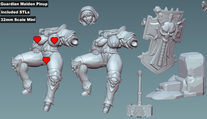 Gaz Minis Pinup Guardian Maiden | 16k Resin Miniaturen | 28 mm 32 mm Tabletop Wargaming | Unbemalt Bild 5