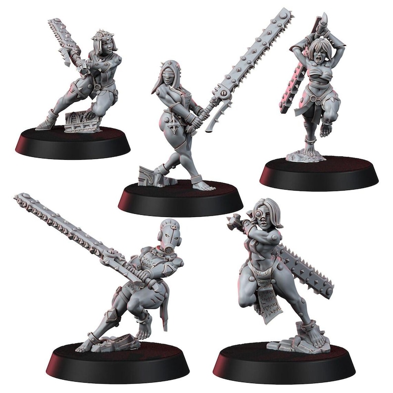 Sisters In Heresy Repentium Squad | 16k Resin Miniatures | 28mm 32mm Tabletop Wargaming | Unpainted image 2