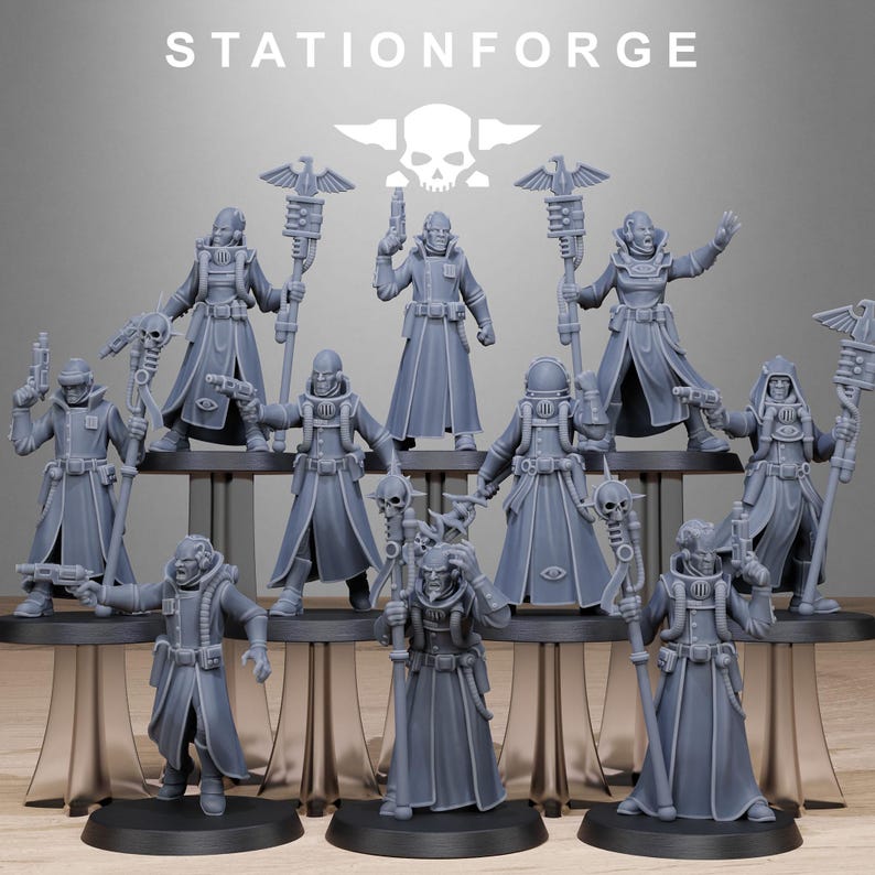 Grimcorp Seers | Station Forge 16k Resin Miniatures | 28 mm 32 mm Tabletop Wargaming | Ongeverfd afbeelding 2