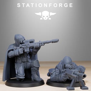 GrimGuard Snipers | Station Forge 16k Resin Miniatyrer | 28 mm 32 mm Bordspel Krigsspel | Omålad bild 7