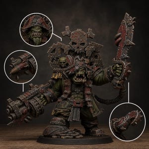Orks Orkaz Pirate | Station Forge 16k Resin Miniatures | 28 mm 32 mm Bordsskiva Krigsspel | Omålad bild 1