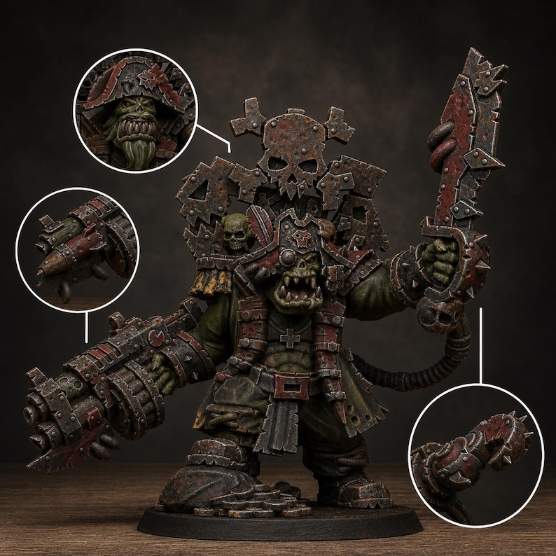 Orks Orkaz Pirate | Station Forge 16k Resin Miniatures | 28 mm 32 mm Bordsskiva Krigsspel | Omålad bild 1