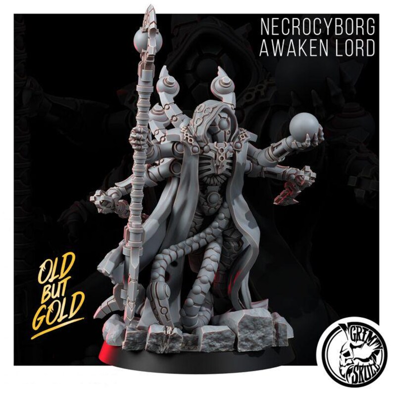 Necrocyborg Awaken Lord | 16k Resin Miniatures | 28mm 32mm Tabletop Wargaming | Unpainted image 4