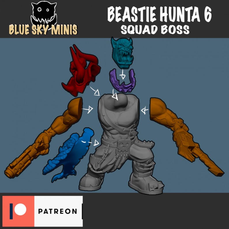 Beastie Huntas - Orc Squad - 16k Resin - Orcs / Tabletop / Wargaming / Grimdark image 8