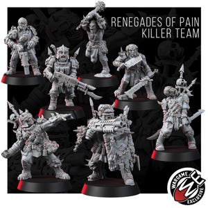 Chaos Renegades Of Pain Killer Team | 16k Resin Miniatures | 28 mm 32 mm Tabletop Wargaming | Ongeverfd afbeelding 3