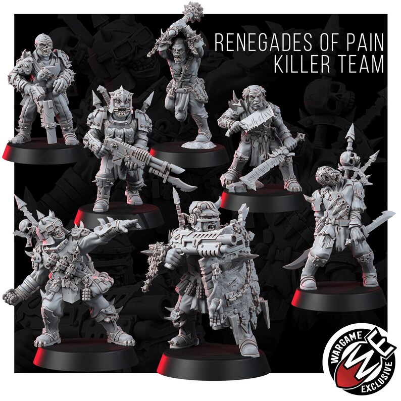 Chaos Renegades Of Pain Killer Team | 16k Resin Miniatures | 28 mm 32 mm Tabletop Wargaming | Ongeverfd afbeelding 3