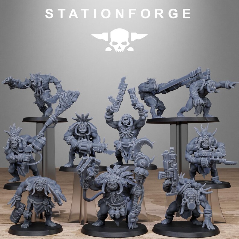 Infantería tribal Orkaz de Orkos / Miniaturas de resina Station Forge 16k / 28 mm 32 mm para juegos de guerra de mesa / Sin pintar imagen 2