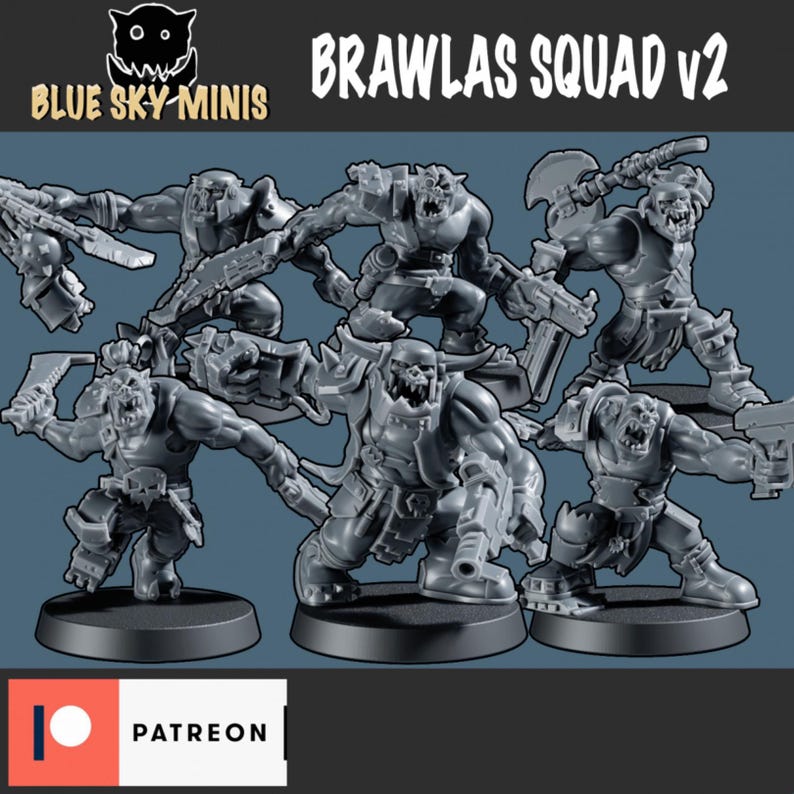 Brawlas Squad v2 - Orc Squad - 16k Resin - Orcs / Tabletop / Wargaming / Grimdark image 2