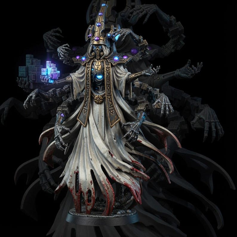Necrocyborg Void Illusionist | 16k Resin Miniatures | 28 mm 32 mm Tabletop Wargaming | Ongeverfd afbeelding 1