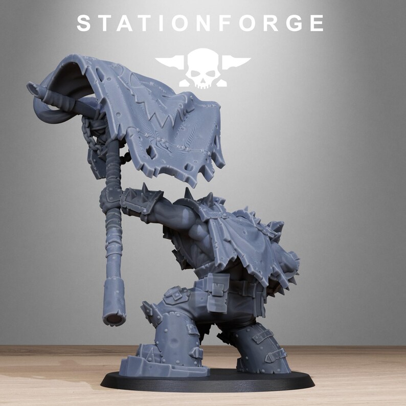 Chef Orkaz Bearer Orks | Station Forge 16k Figurines en résine | 28 mm 32 mm Jeux de figurines | Non peintes image 7
