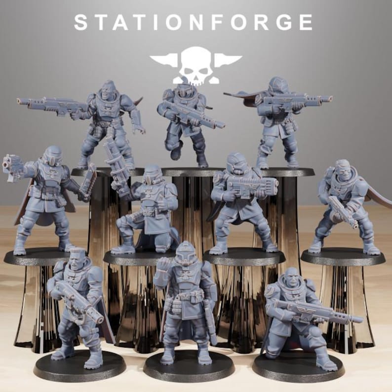 Vaskar Freedom Fighters | Station Forge 16k Resin Miniatyrer | 28 mm 32 mm Bordsspel Krigsspel | Omålad bild 2