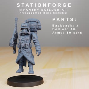 Grimguard Infanteriebouwer | Station Forge 16k Resin Miniatures | 28 mm 32 mm Tafelblad Wargaming | Ongeverfd afbeelding 6