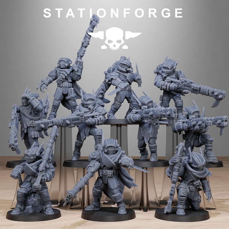 Tarion Hunters | Station Forge 16k Resin Miniatures | 28 mm 32 mm Tabletop Wargaming | Ongeverfd afbeelding 2
