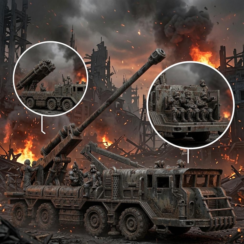 Grimguard Artillery Vehicle | Station Forge 16k Resin Miniatures | 28mm 32mm Tabletop Wargaming | Unpainted image 1