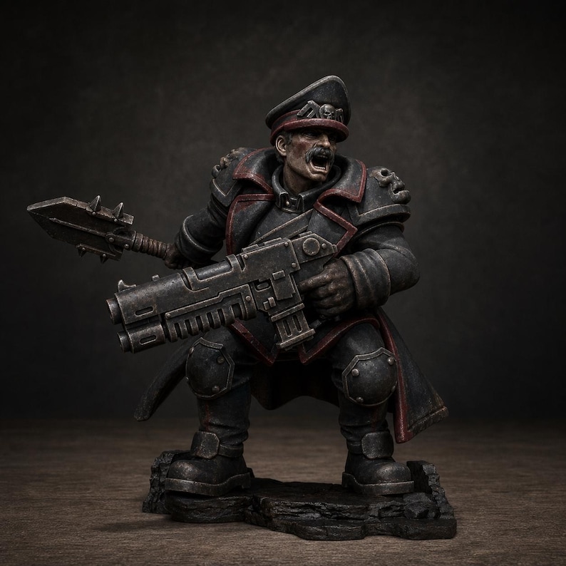 Grimguard Lieutenant | Station Forge 16k Resin Miniatures | 28mm 32mm Tabletop Wargaming | Unpainted image 1