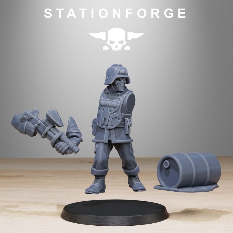 Grimguard Paintball-Trupp | Station Forge 16k Resin-Miniaturen | 28 mm/32 mm Tabletop-Wargaming | Unbemalt Bild 8