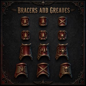 Crimson Lords - Armbeschermers en beenbeschermers - 16k hars - GreyTide Studio - Bloed / Space Warriors / Onderdelen / Tabletop / Wargaming / Grimdark afbeelding 1